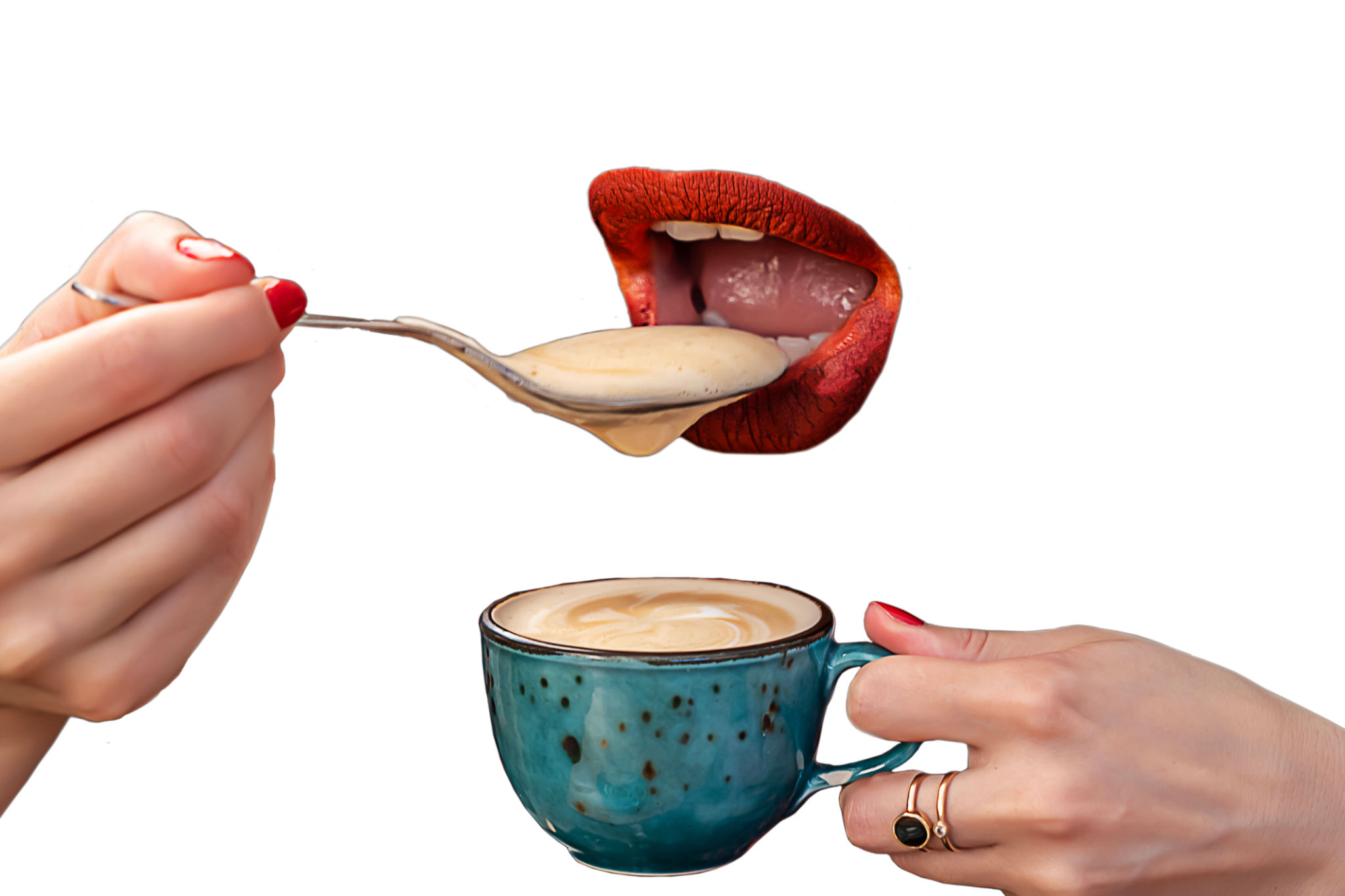 il caffè gonfia per aria ingerita mentre si beve velocemente